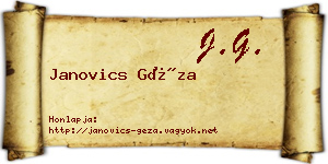 Janovics Géza névjegykártya